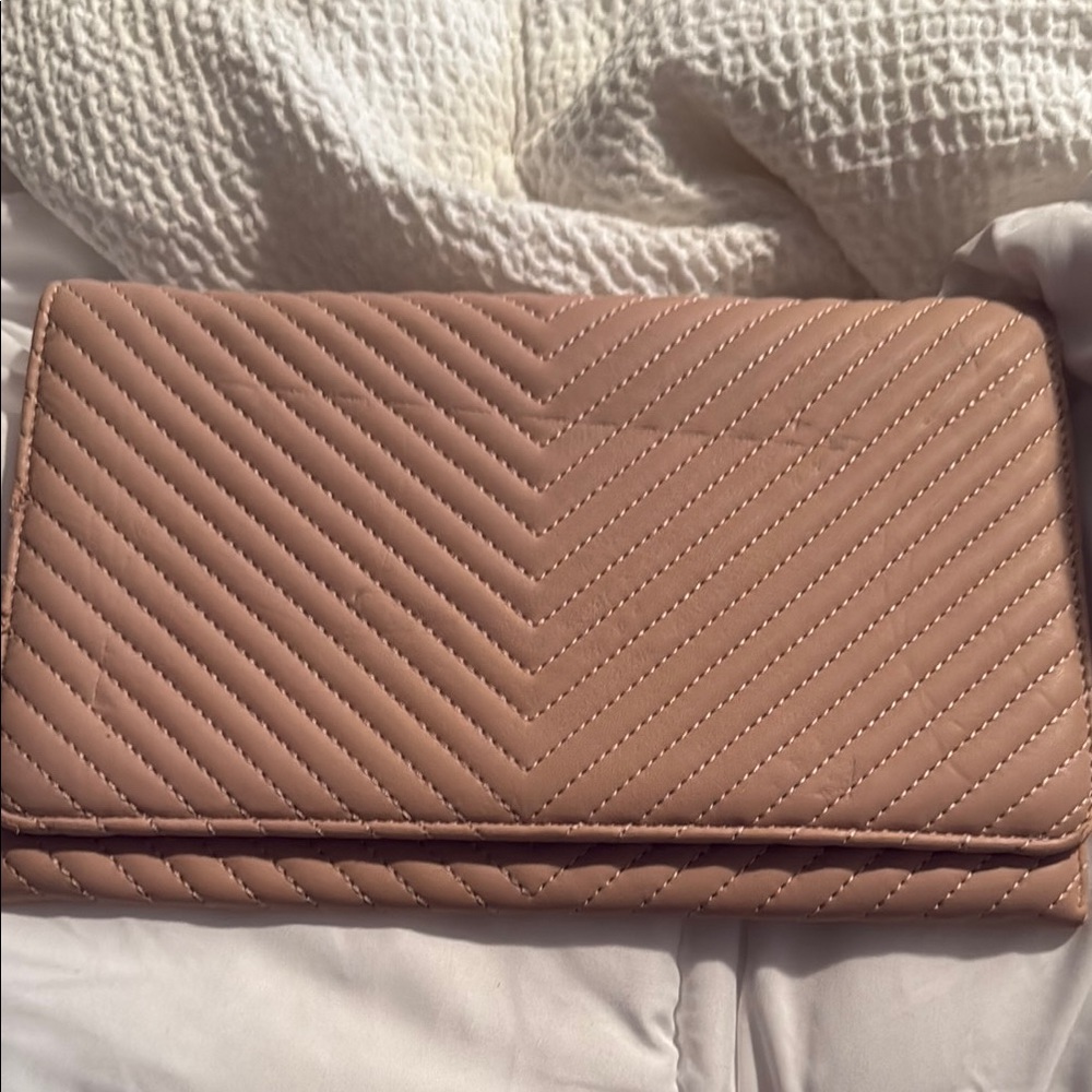 Elegant Tan Quilted Women's Clutch